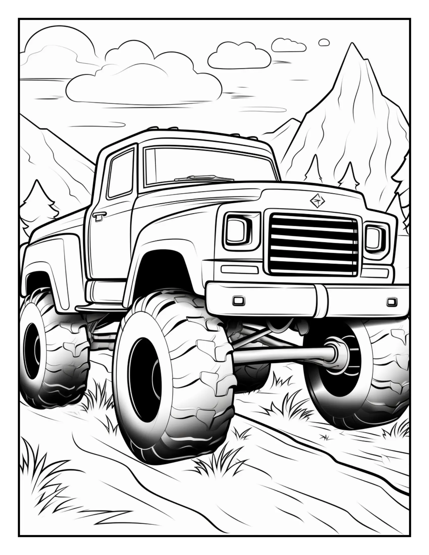 120 Monster truck Coloring Pages For Kids Volume - 1 Robs Books