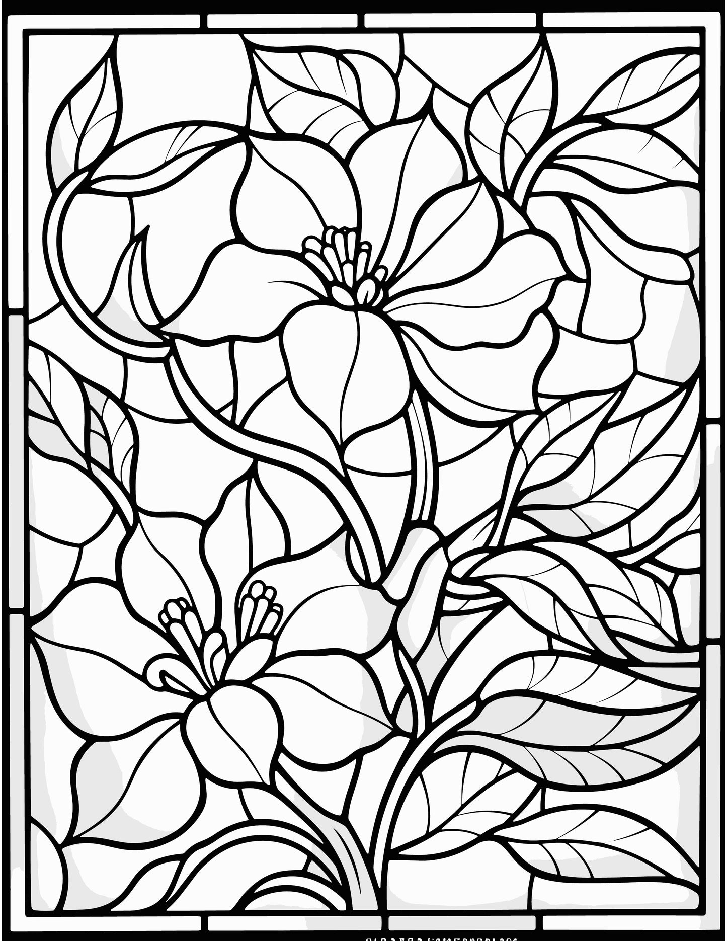 233 Floral Stained Glass Coloring Pages