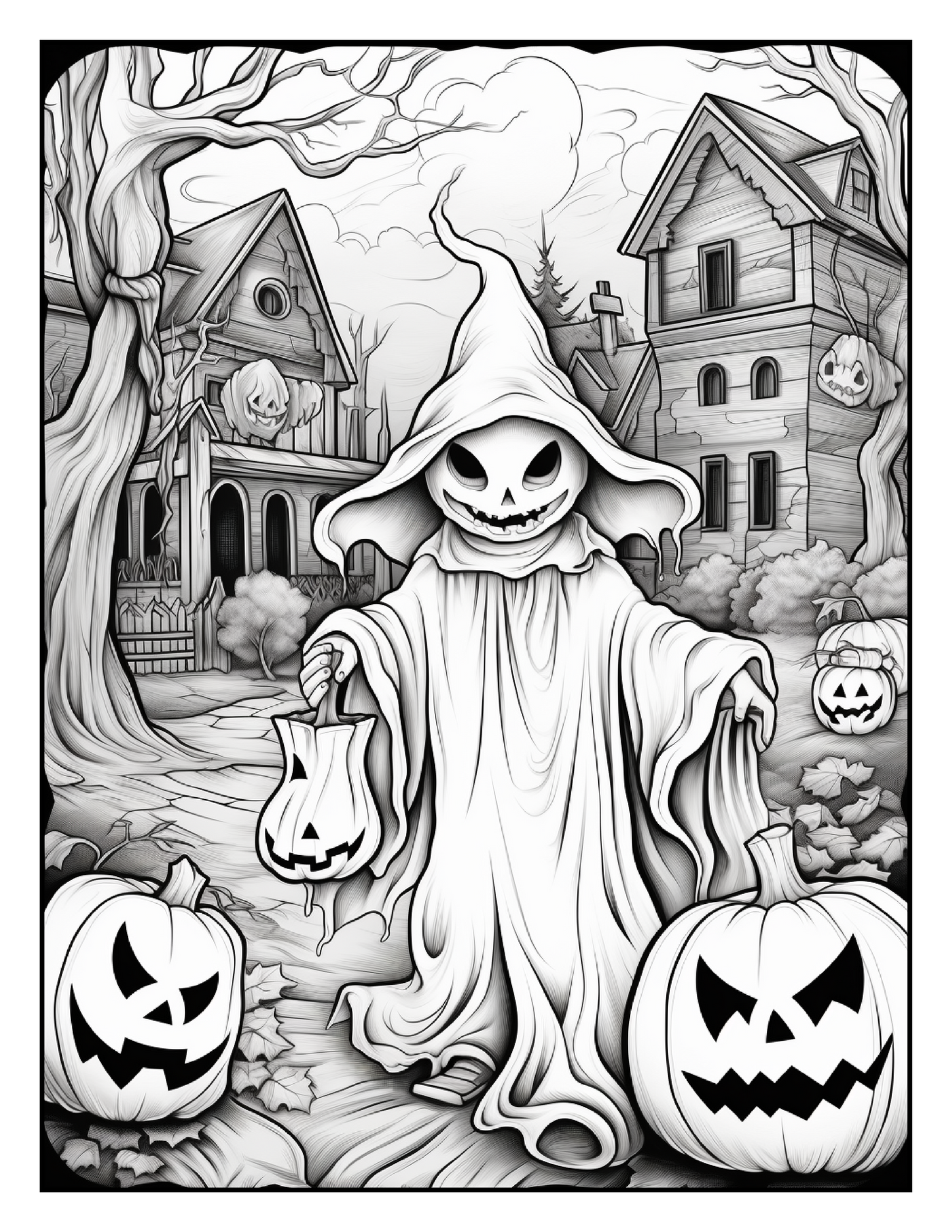 100 Halloween Ghost Coloring Pages For Adults Robs Books