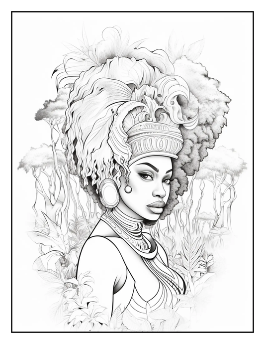 African-Black-Woman-Coloring Book 163 Pages Robs Books
