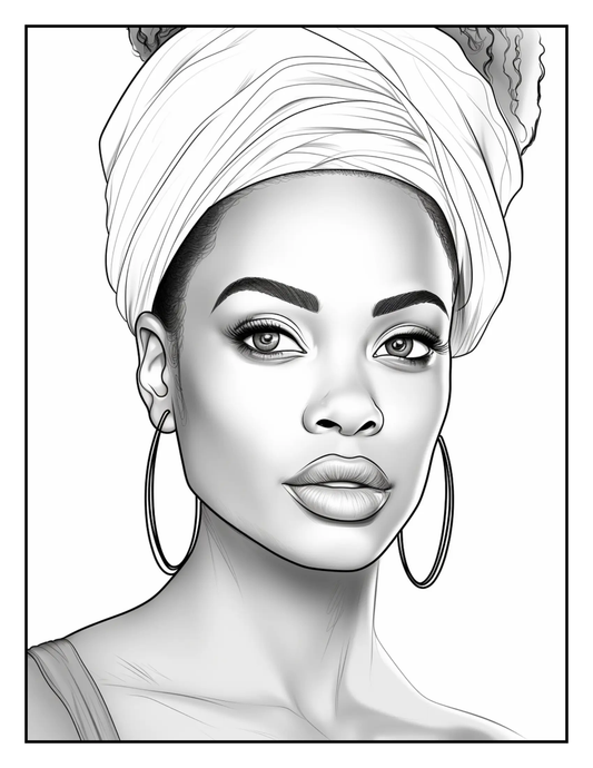 African Black Woman Coloring Book 62 Pages Robs Books