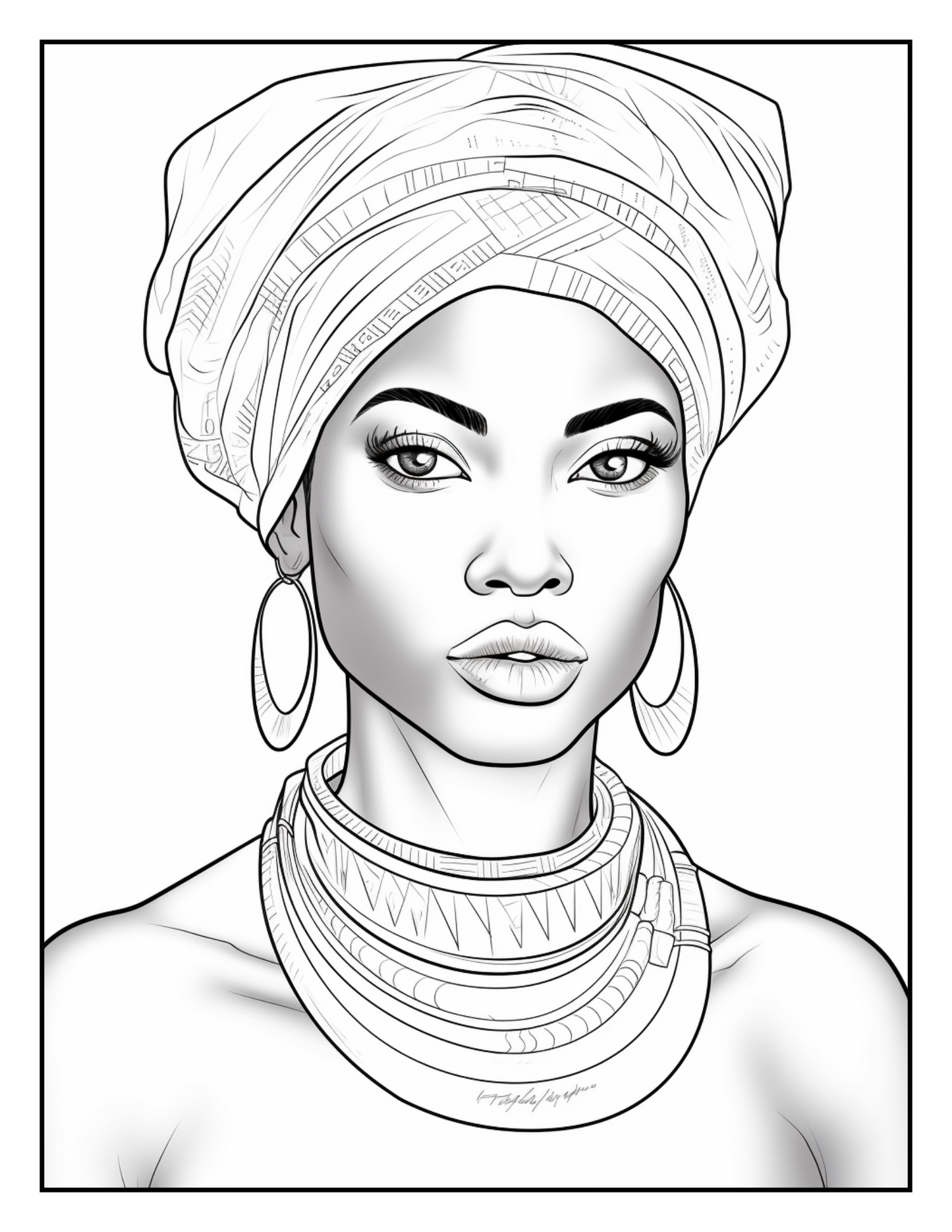 African Black Woman Coloring Book 62 Pages