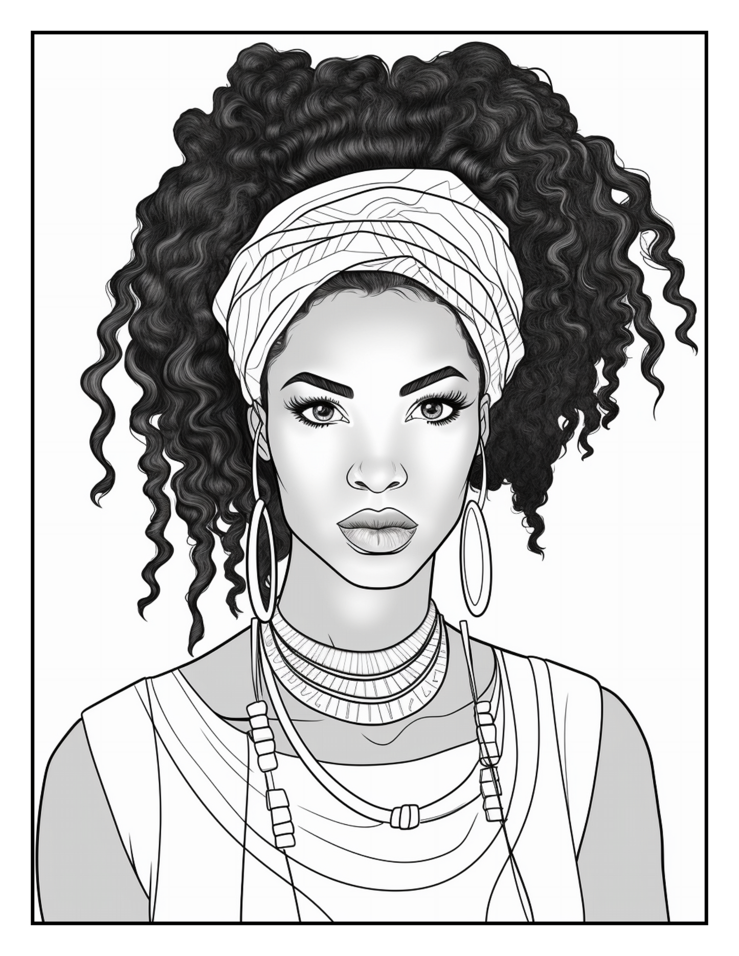 African Black Woman Coloring Book 62 Pages