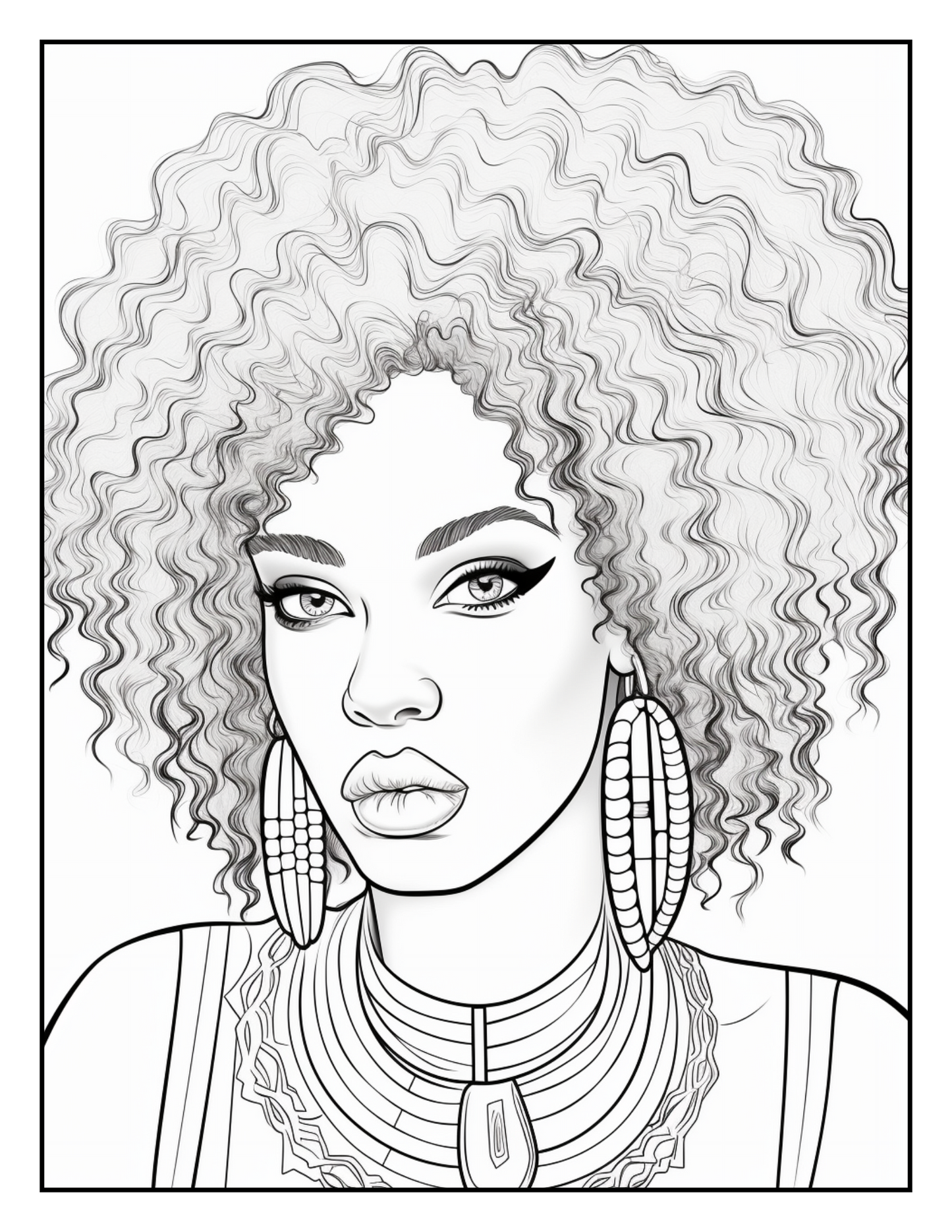 African Black Woman Coloring Book 62 Pages