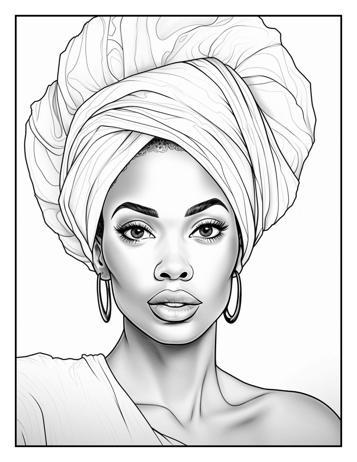 African Black Woman Coloring Book 62 Pages