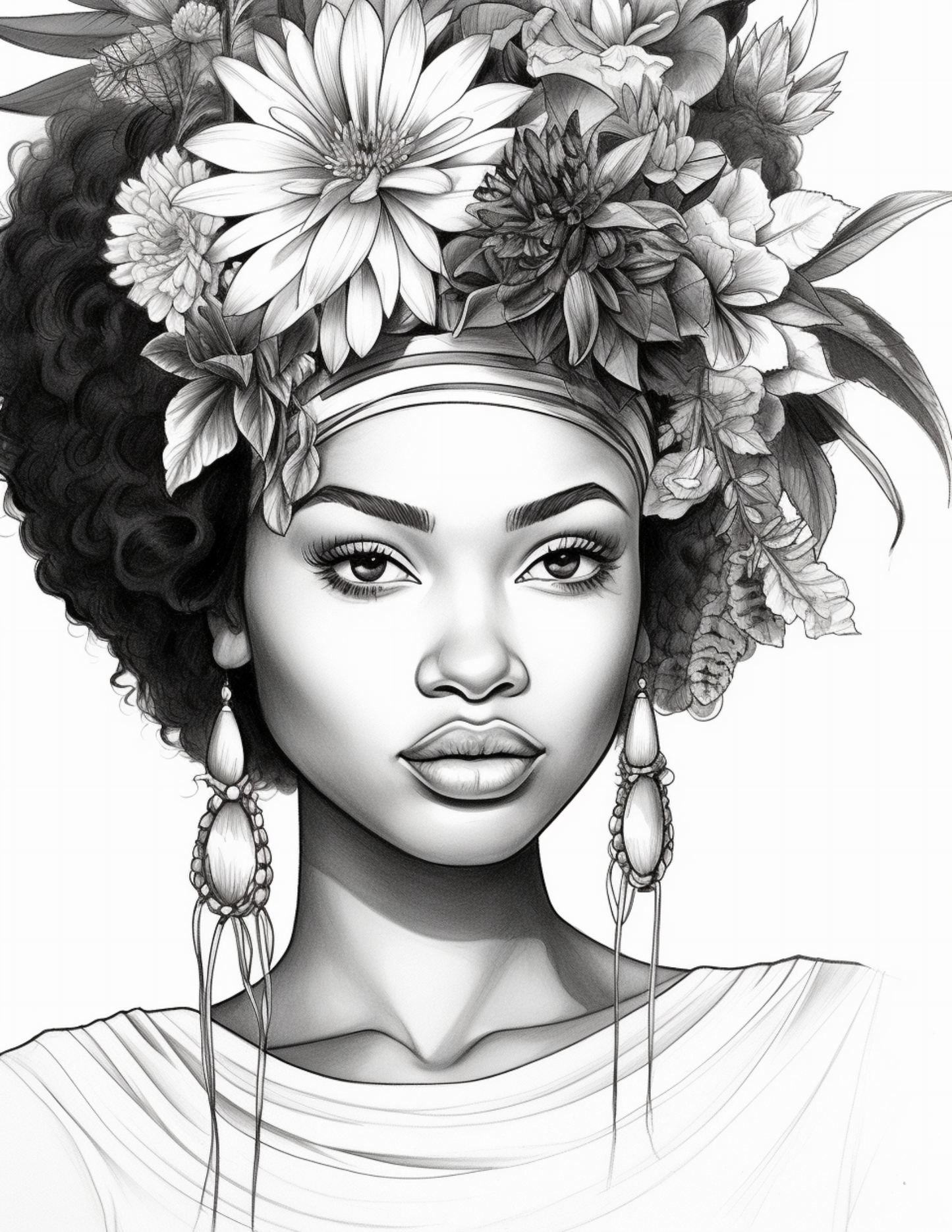 African Black Woman Coloring Pages for Adults 0