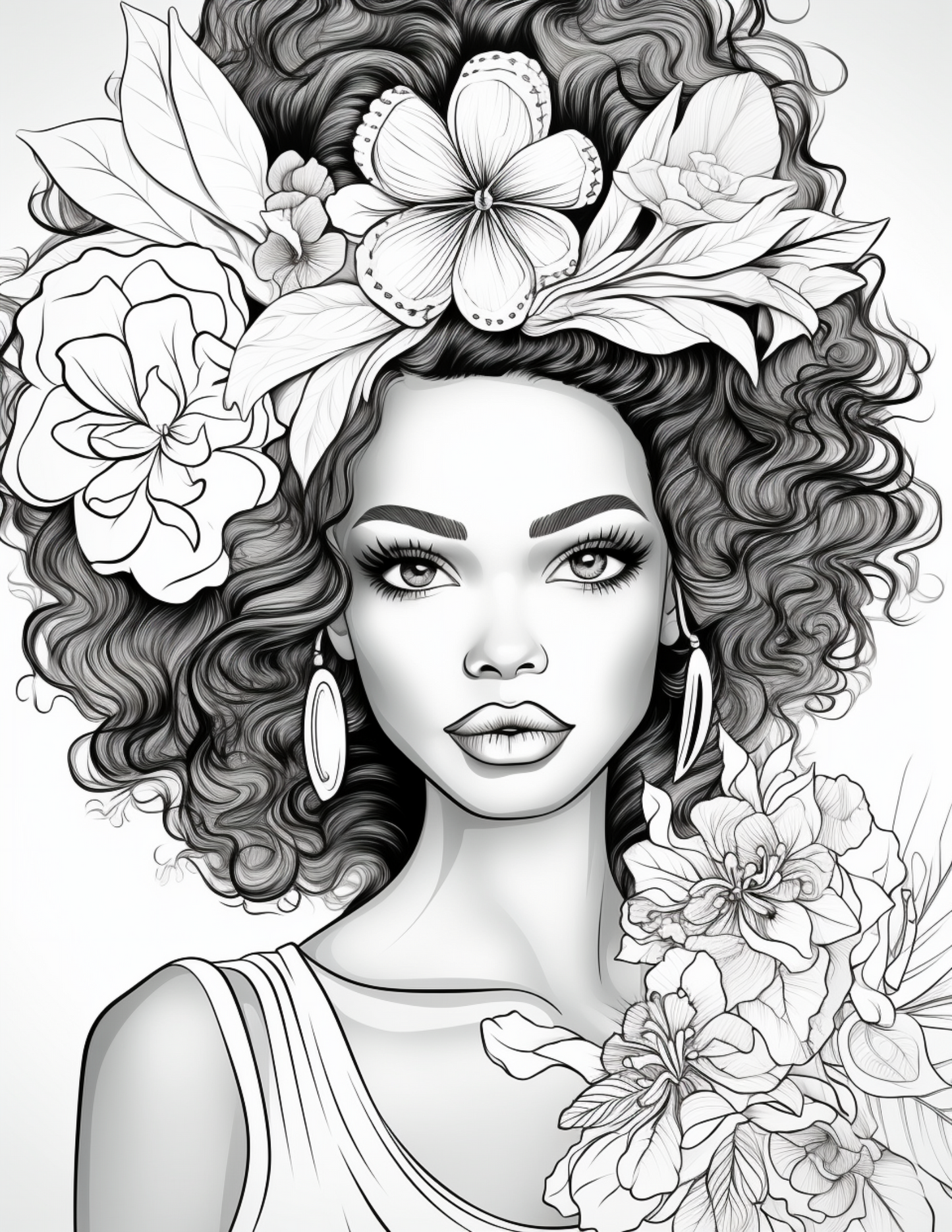 African Black Woman Coloring Pages for Adults 0