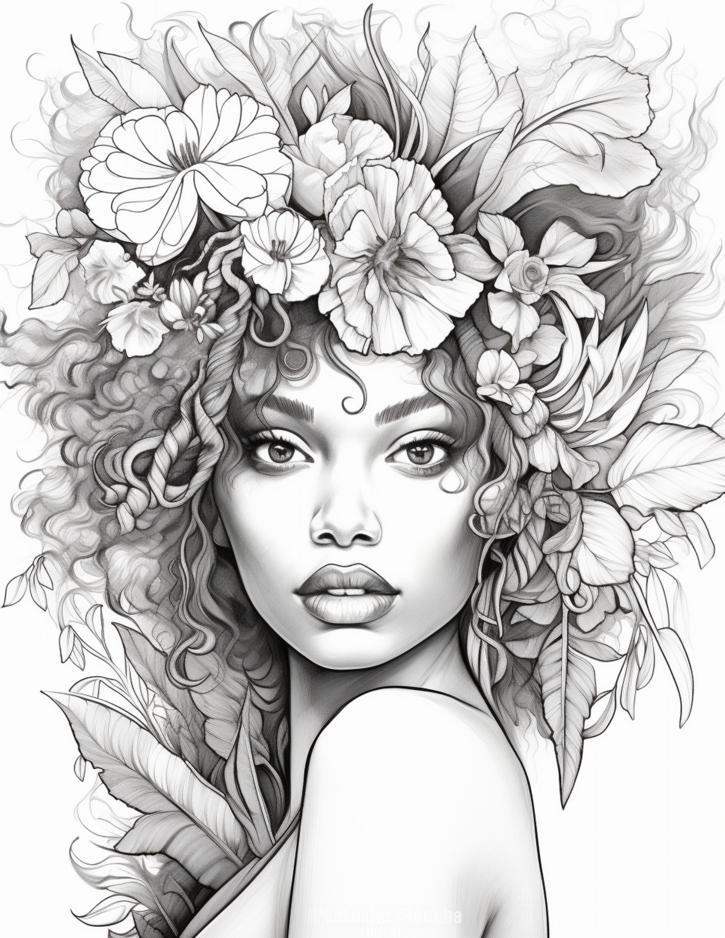 African Black Woman Coloring Pages for Adults 0