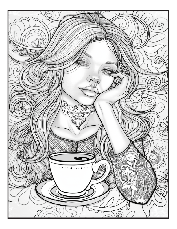 200 Coffee Girls Coloring Pages for Adults