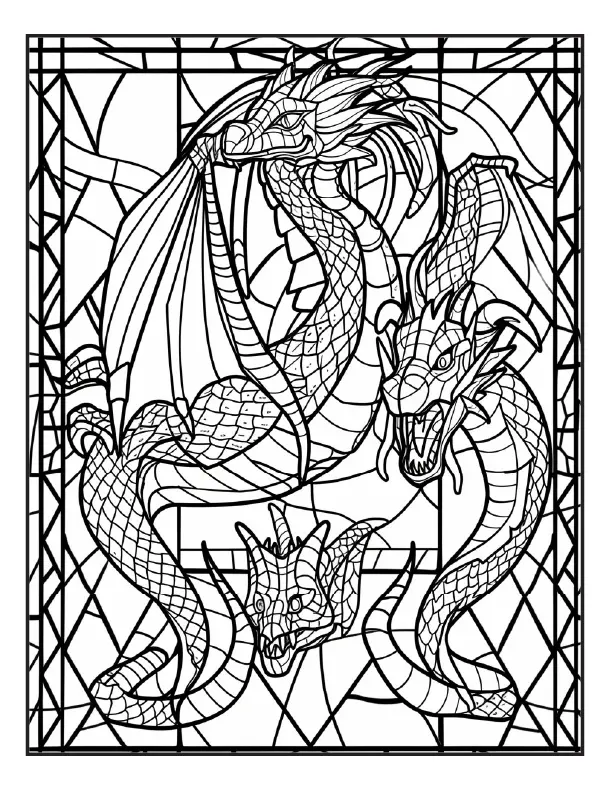 200 Stained Glass Dragon Coloring Pages for Adults Robs Books