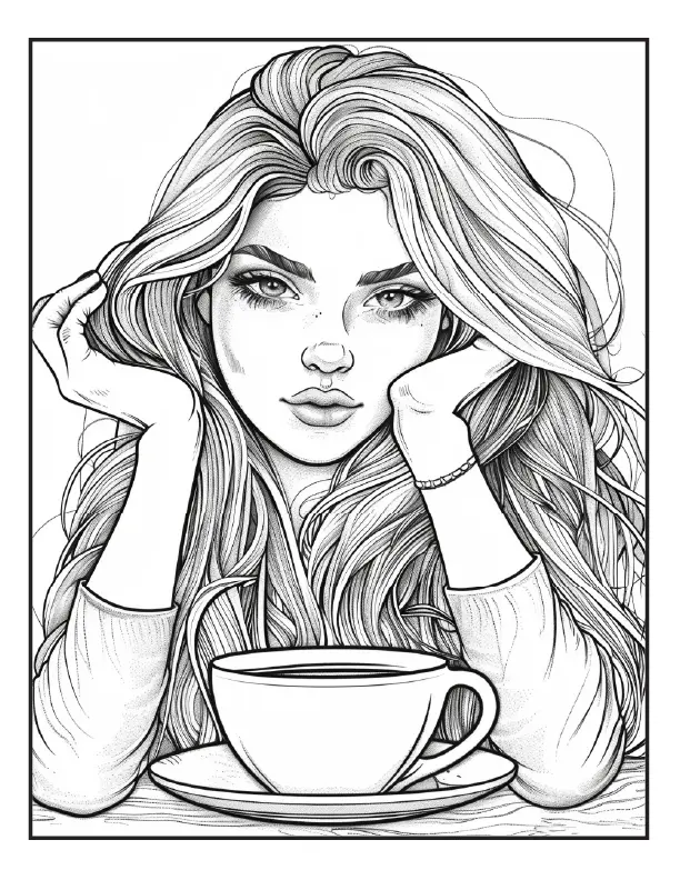 200 Coffee Girls Coloring Pages for Adults Robs Books