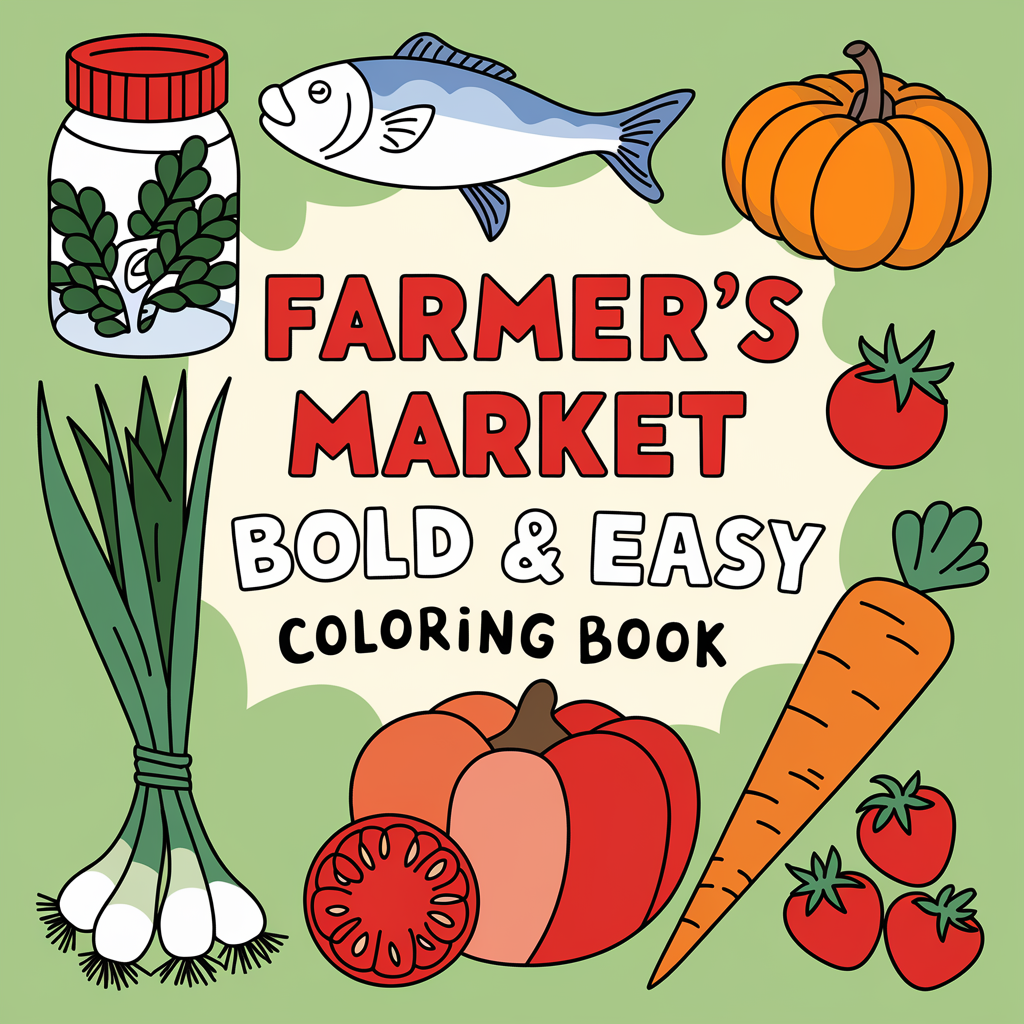 Farmer Market Bold Easy Coloring Pages