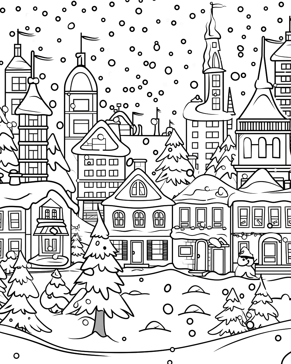 150 Christmas City Coloring Book