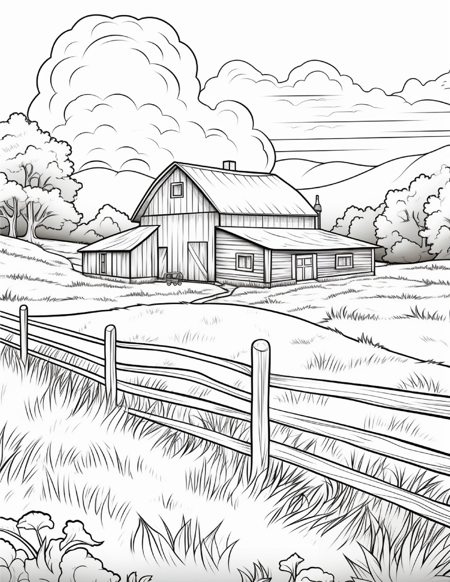 200 Country Farm Coloring Pages for Adults 1