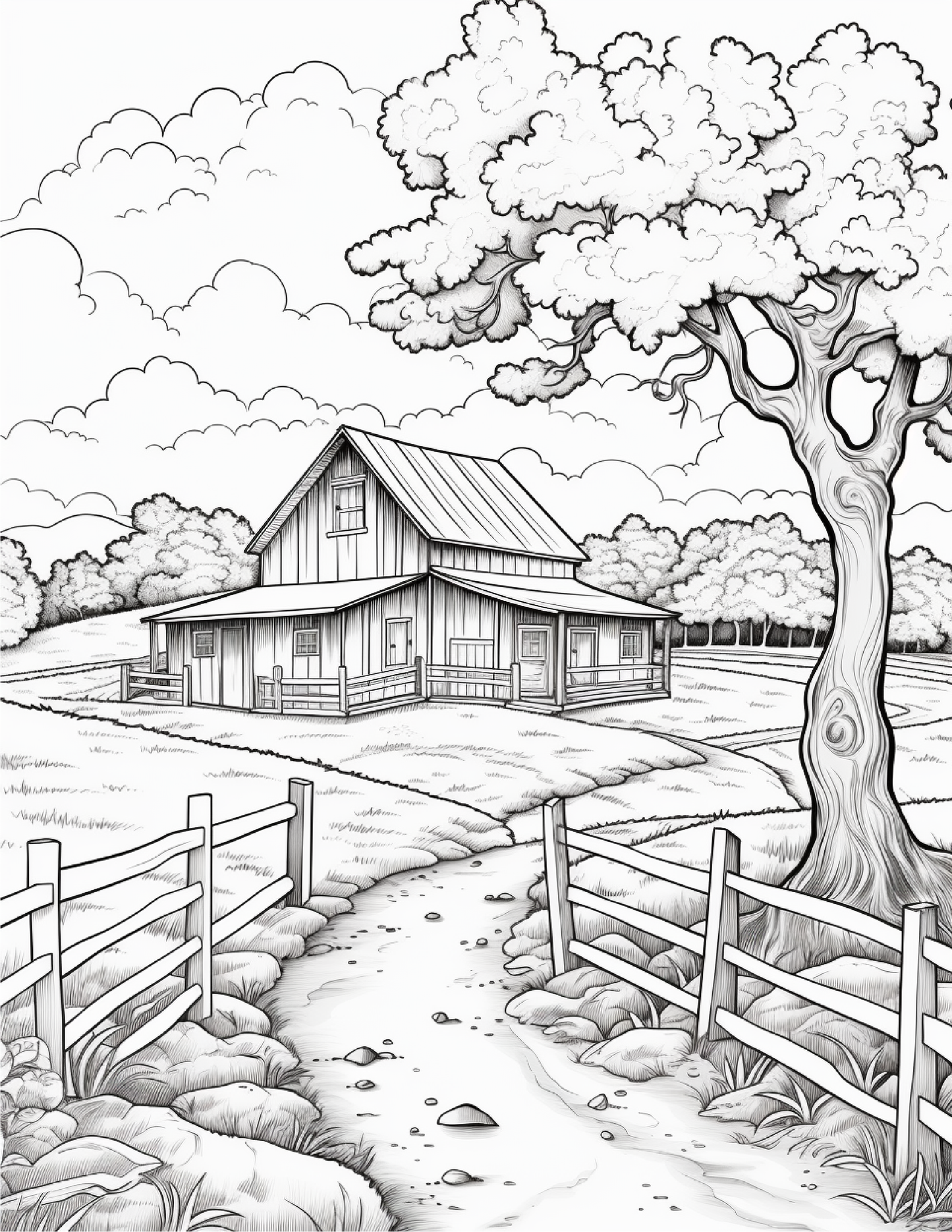 200 Country Farm Coloring Pages for Adults 1