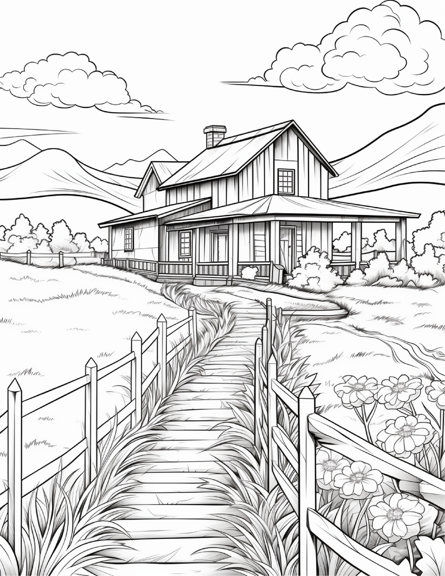 200 Country Farm Coloring Pages for Adults 1