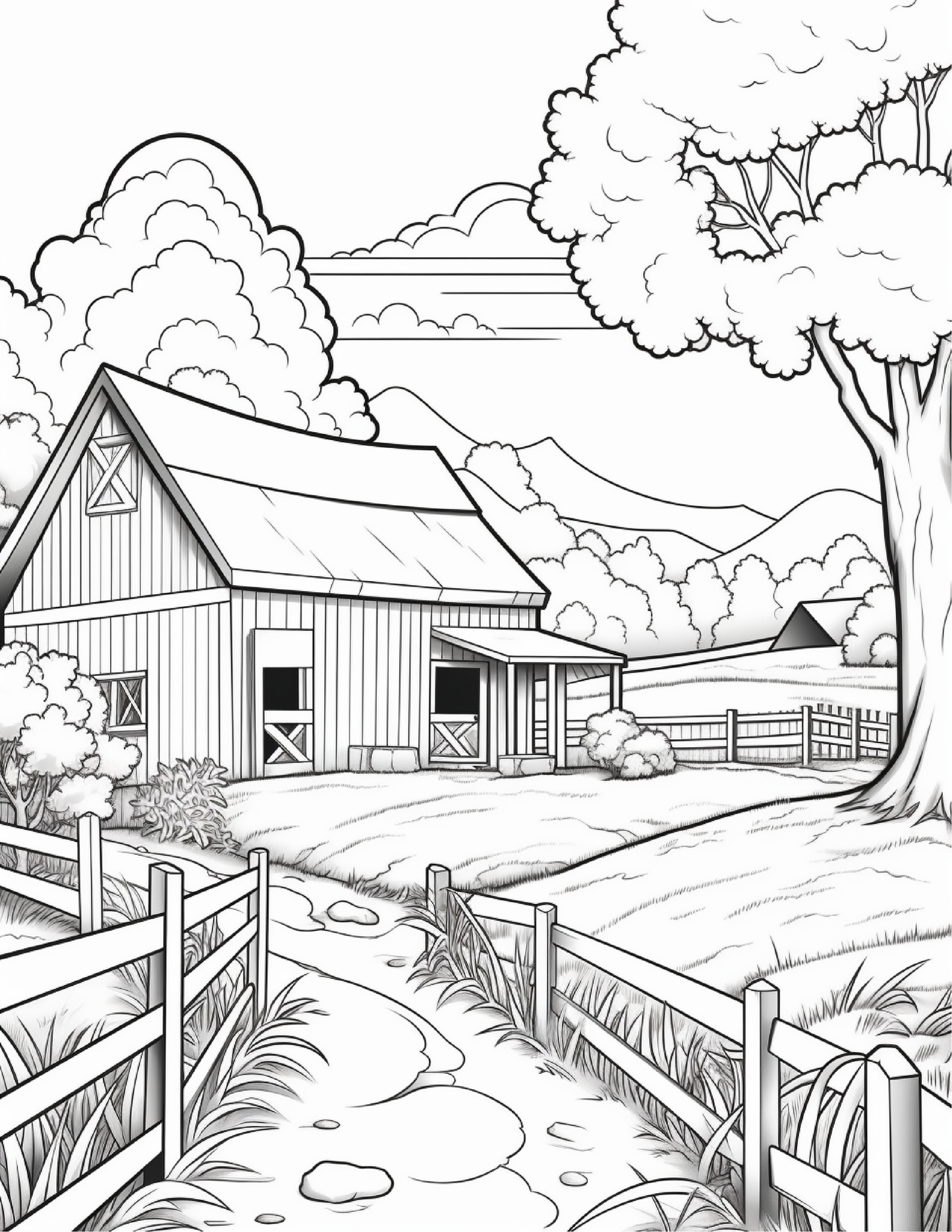200 Country Farm Coloring Pages for Adults 1