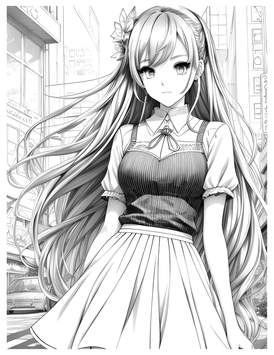 Cute Anime Girl In the City Robs Books