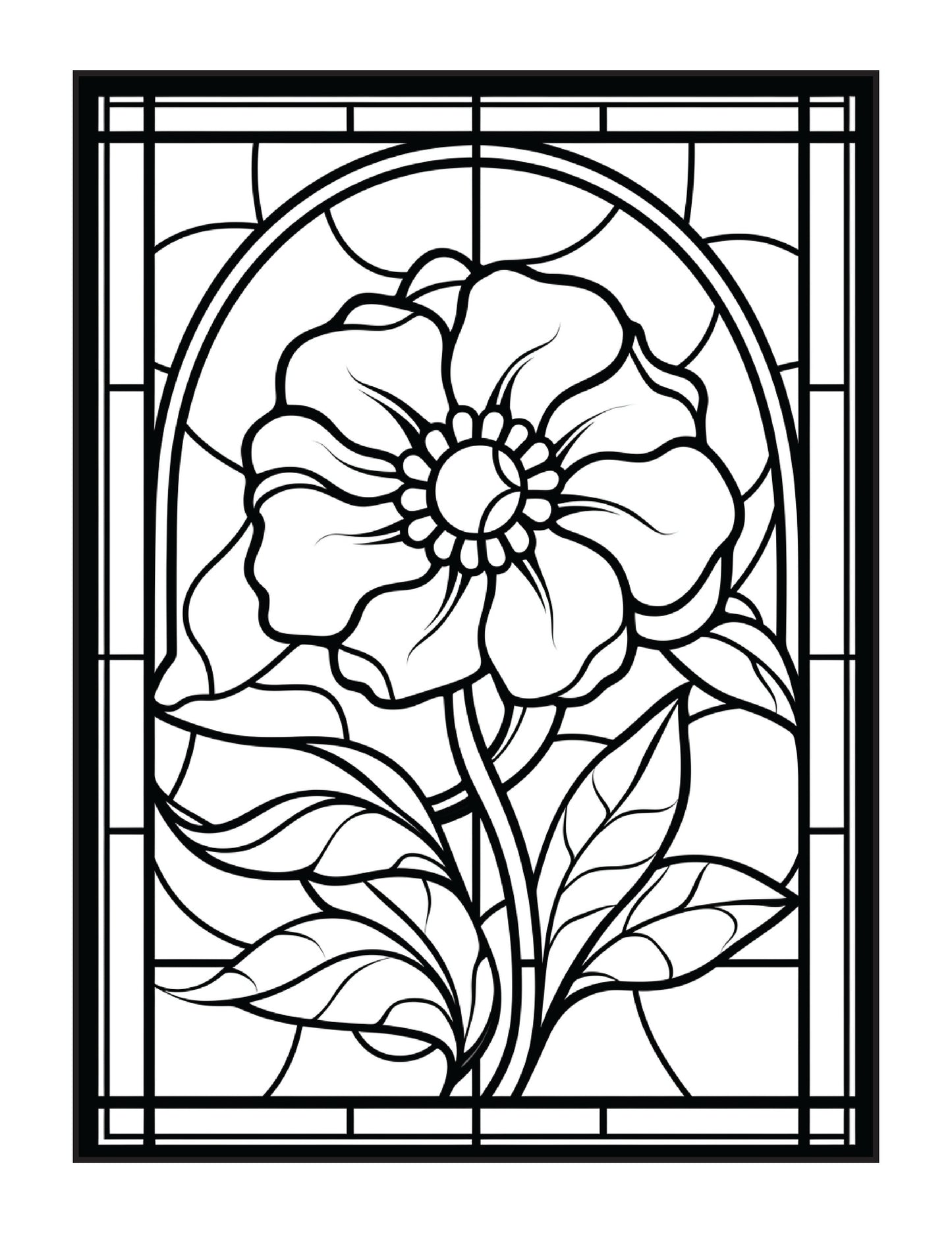 220 Stained Glass Flower Coloring Pages