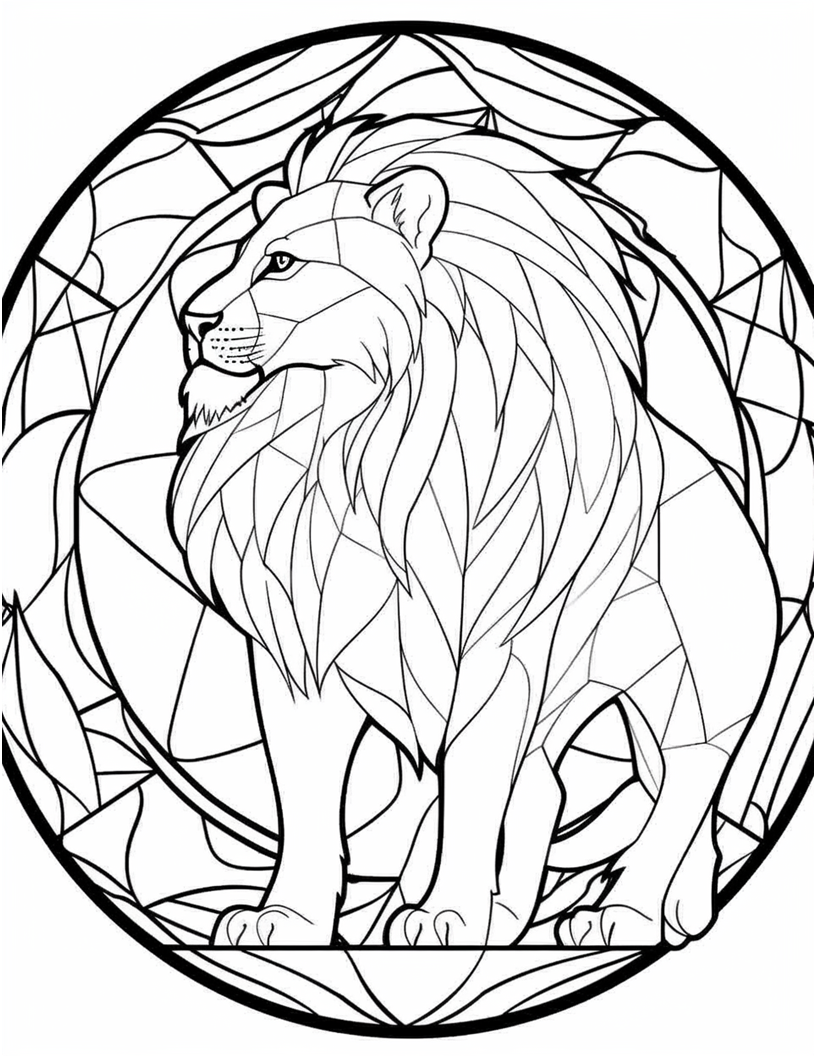 100 Animals Stained Glass Coloring Pages