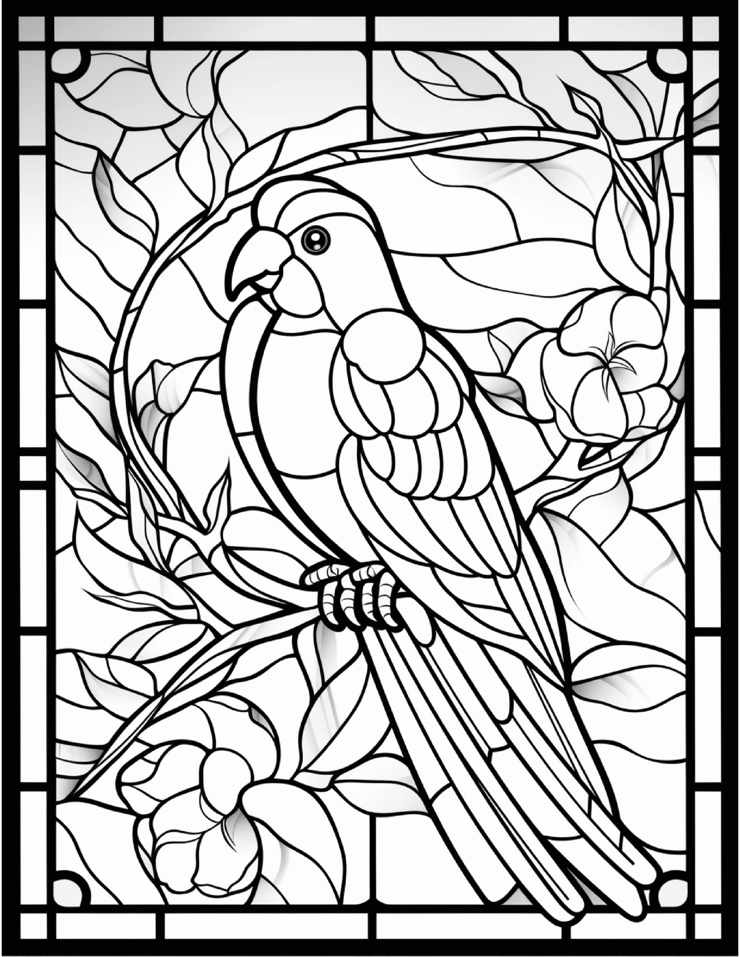100 Stained Glass Bird Colouring Pages 2