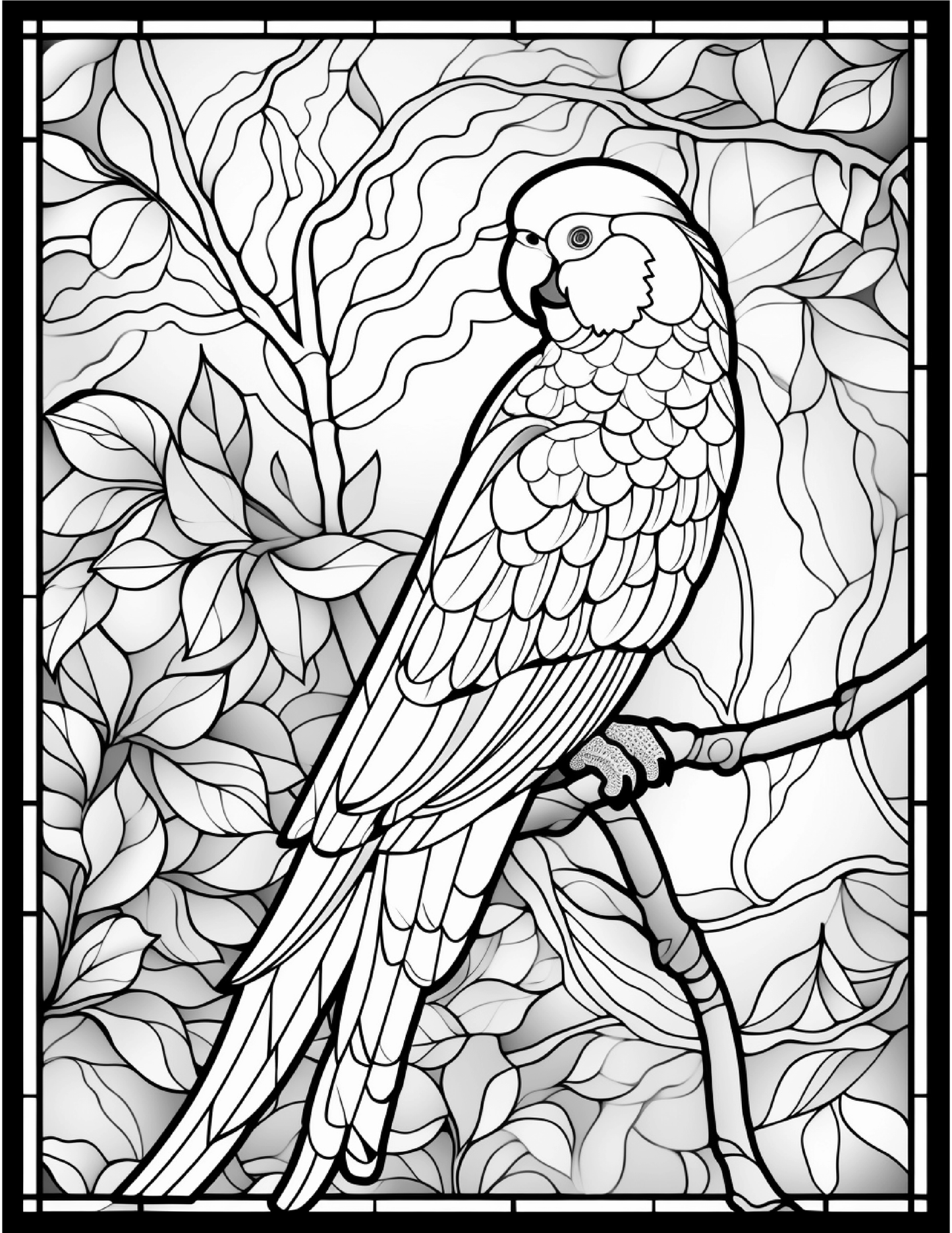 100 Stained Glass Bird Colouring Pages 2