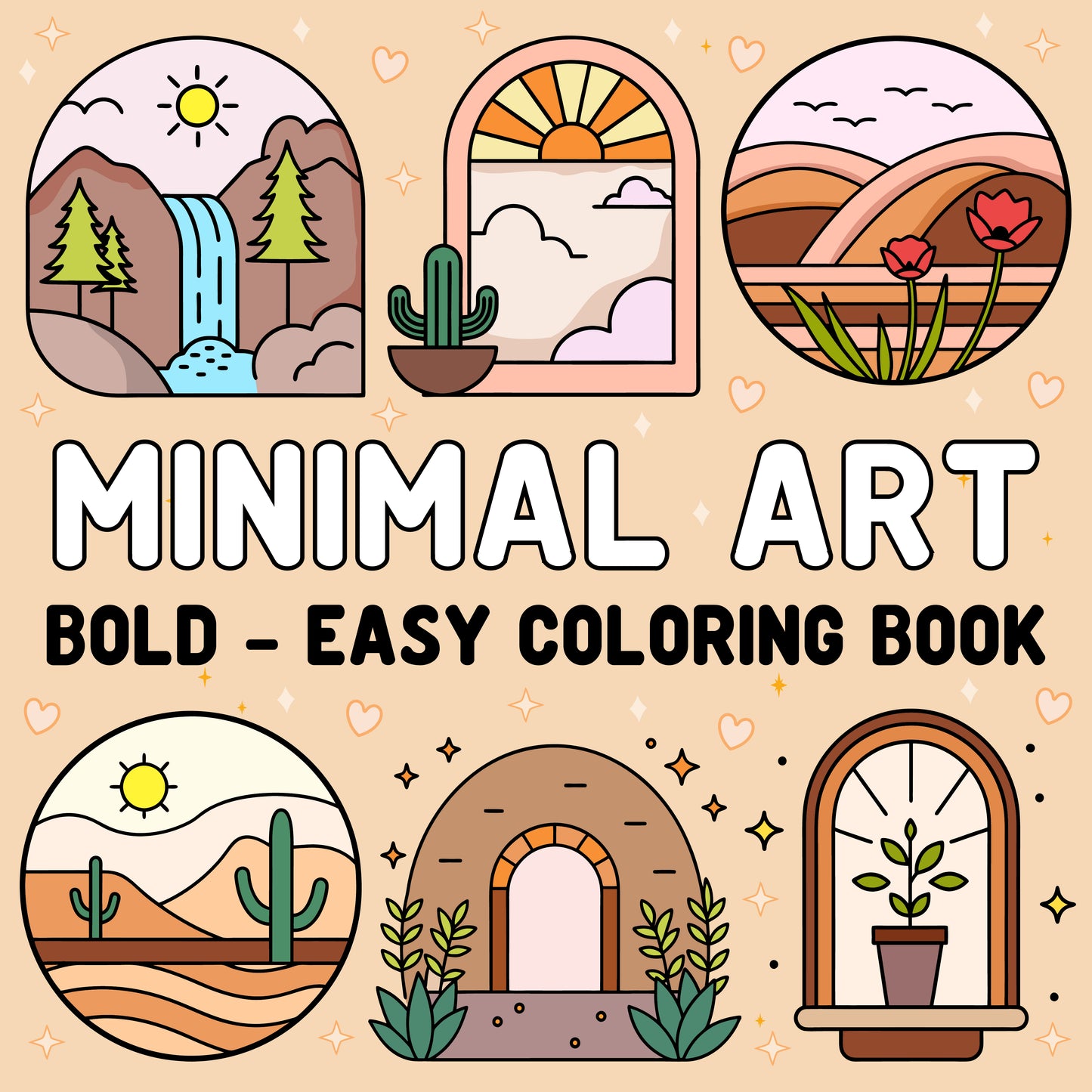 Minimal Art Bold and Easy Coloring Book