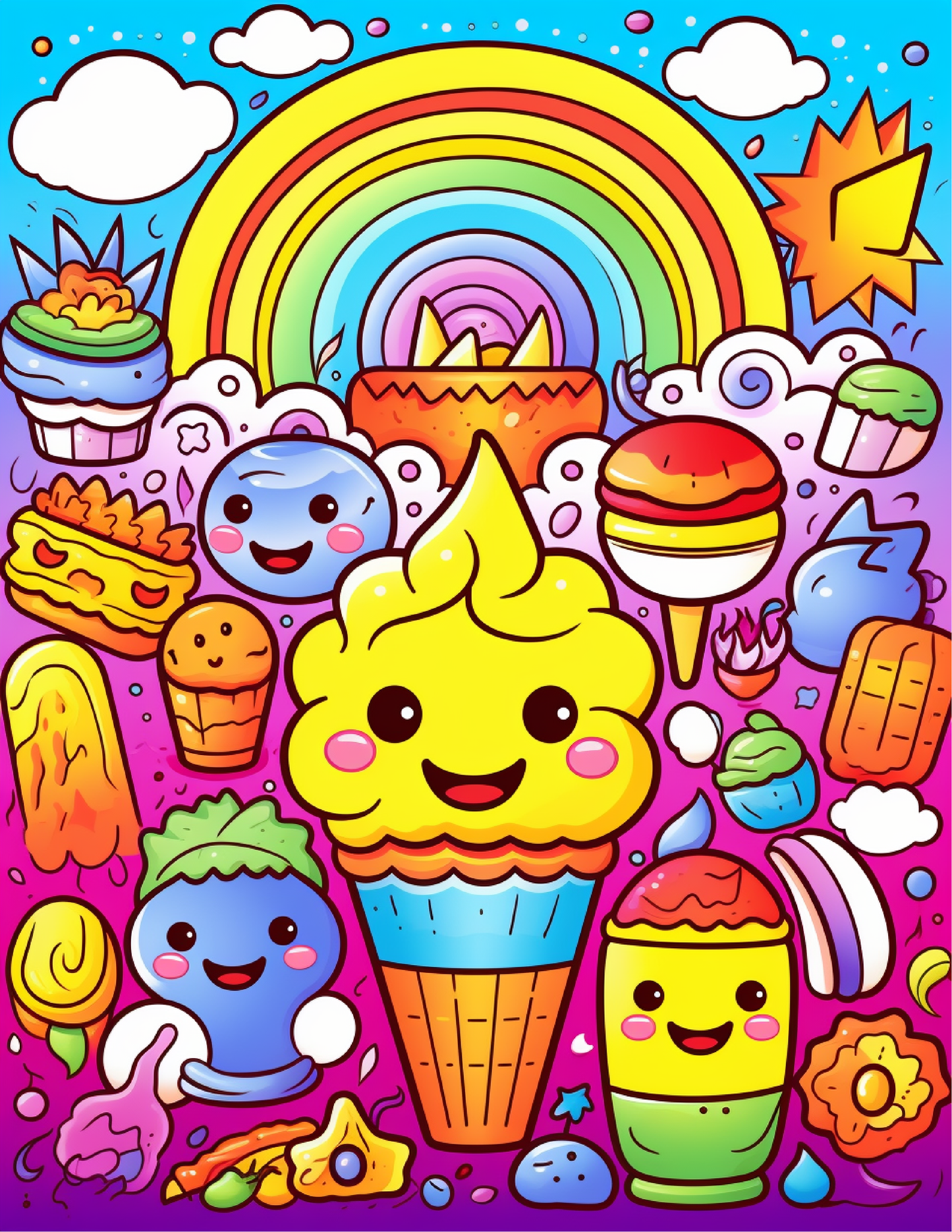 Cute Kawaii Summer Coloring Pages For Kids 1