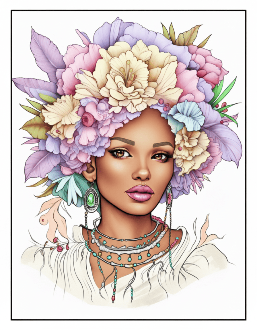 African-Black-Woman-Coloring Book 163 Pages
