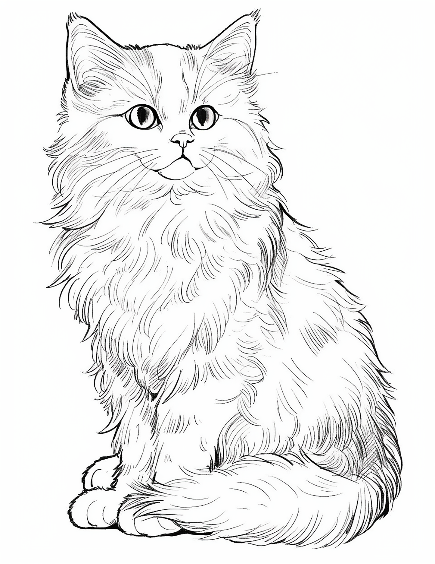 100 Realistic Cat Coloring Pages