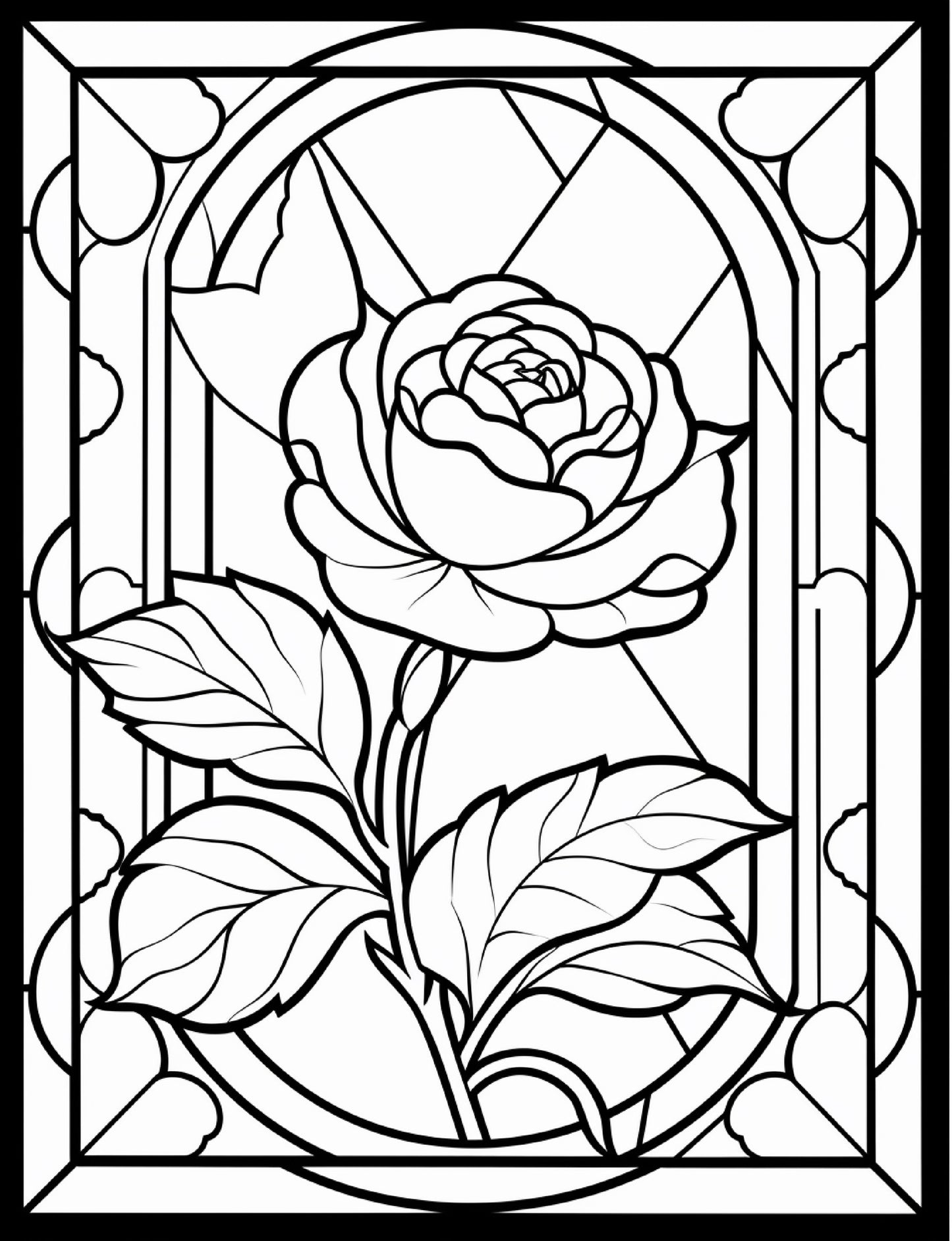 300 Floral Stained Glass Coloring Pages