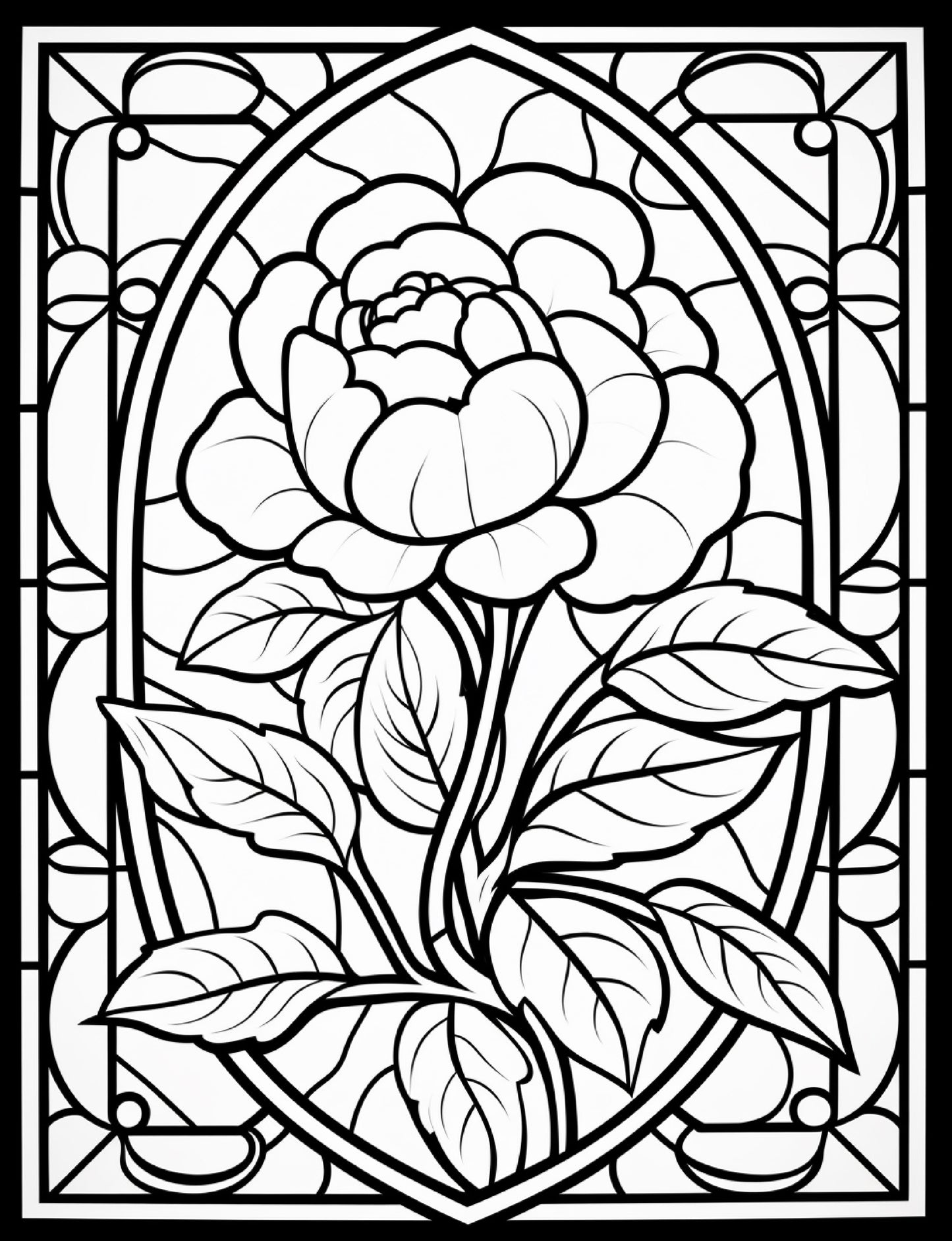 300 Floral Stained Glass Coloring Pages