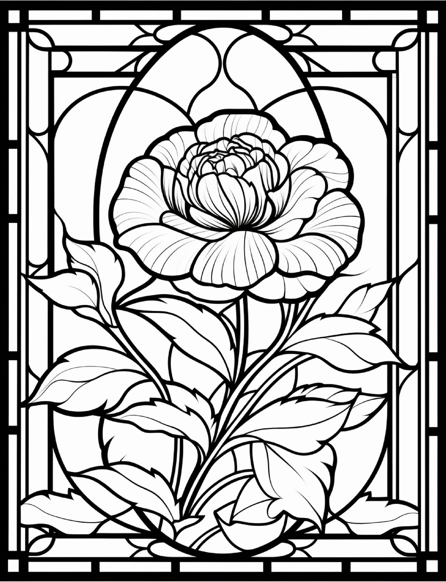 300 Floral Stained Glass Coloring Pages