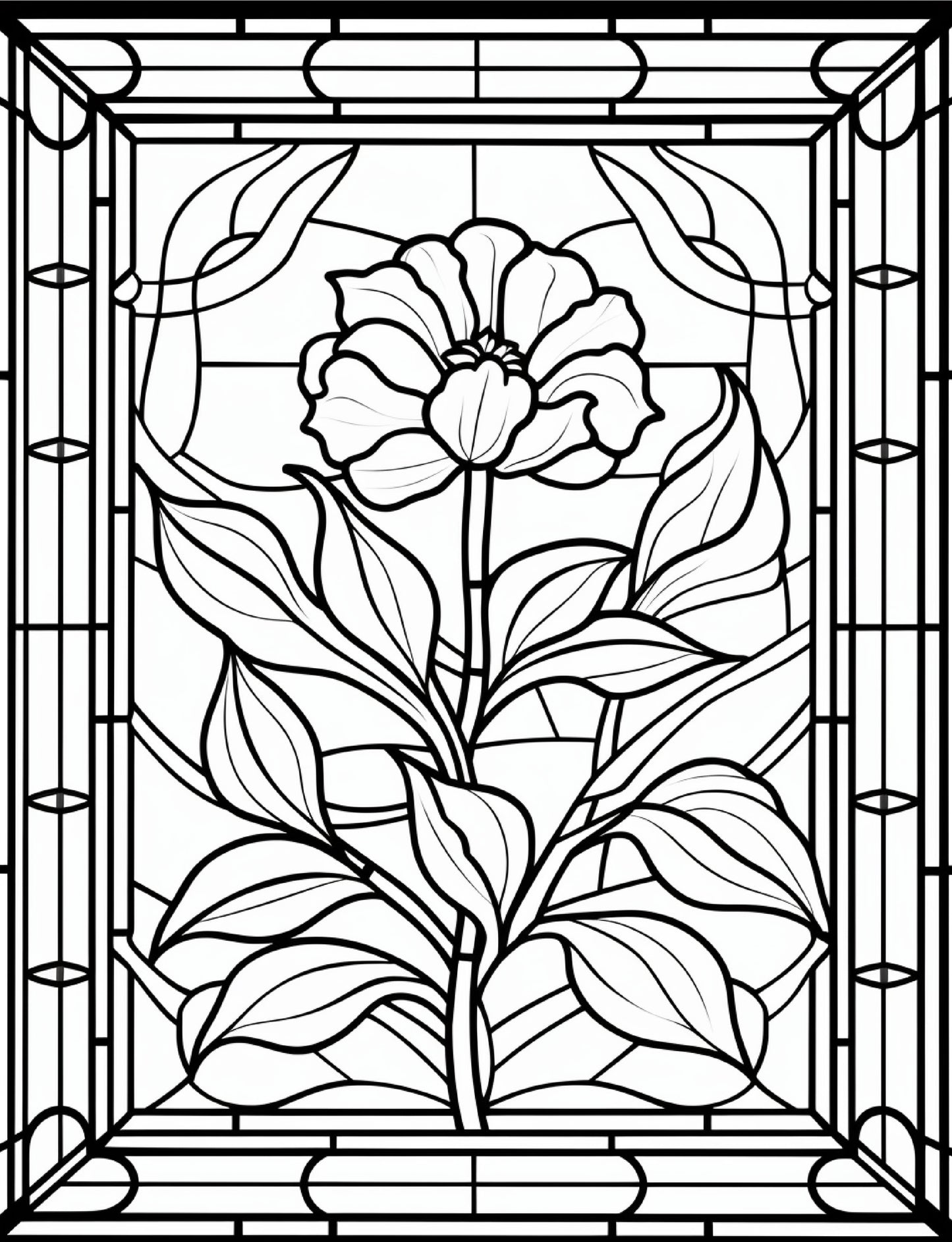 300 Floral Stained Glass Coloring Pages