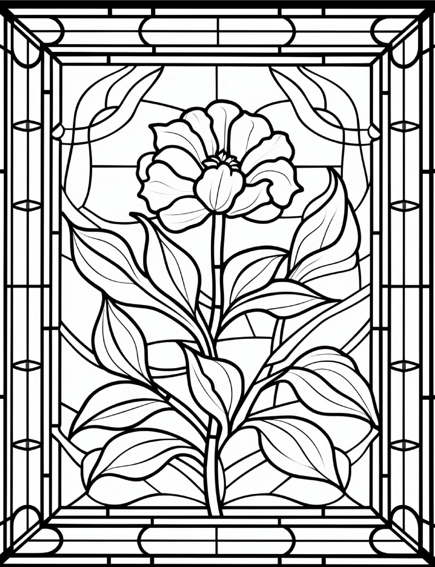 300 Floral Stained Glass Coloring Pages Robs Books