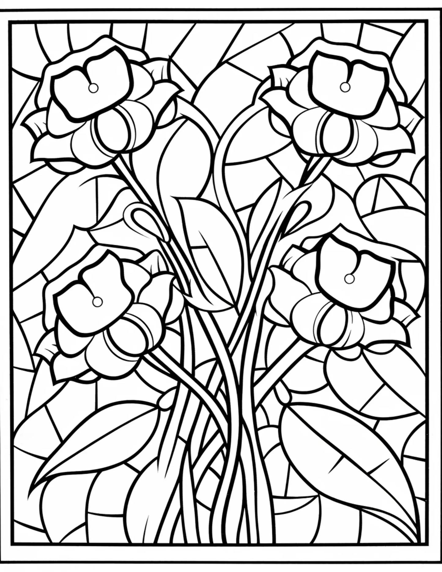180 Stained Glass Flower Coloring Book Robs Books