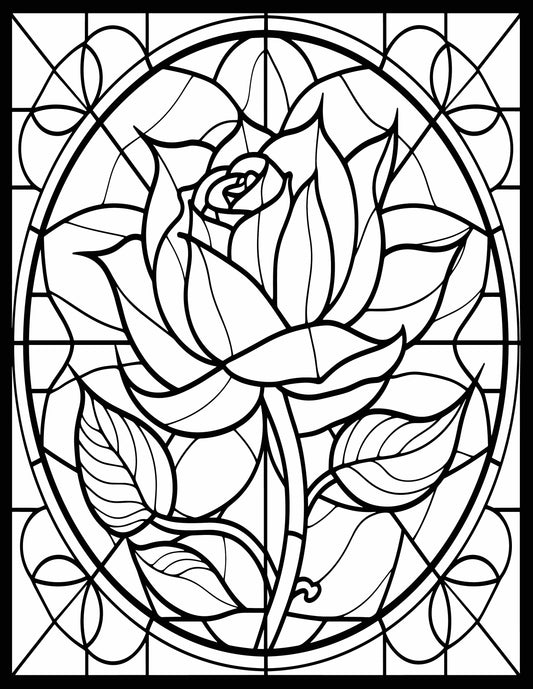 233 Floral Stained Glass Coloring Pages