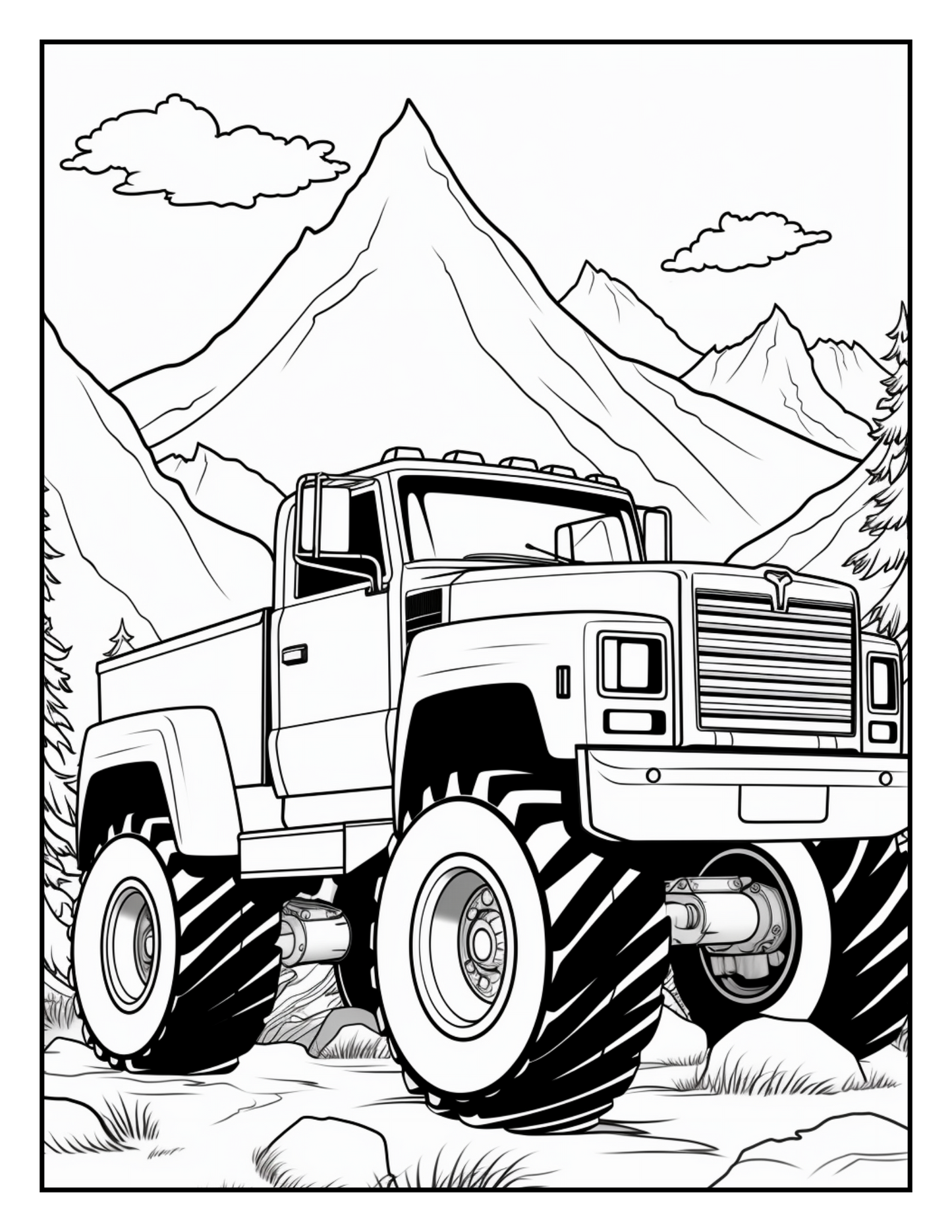 120 Monster truck Coloring Pages For Kids Volume - 1