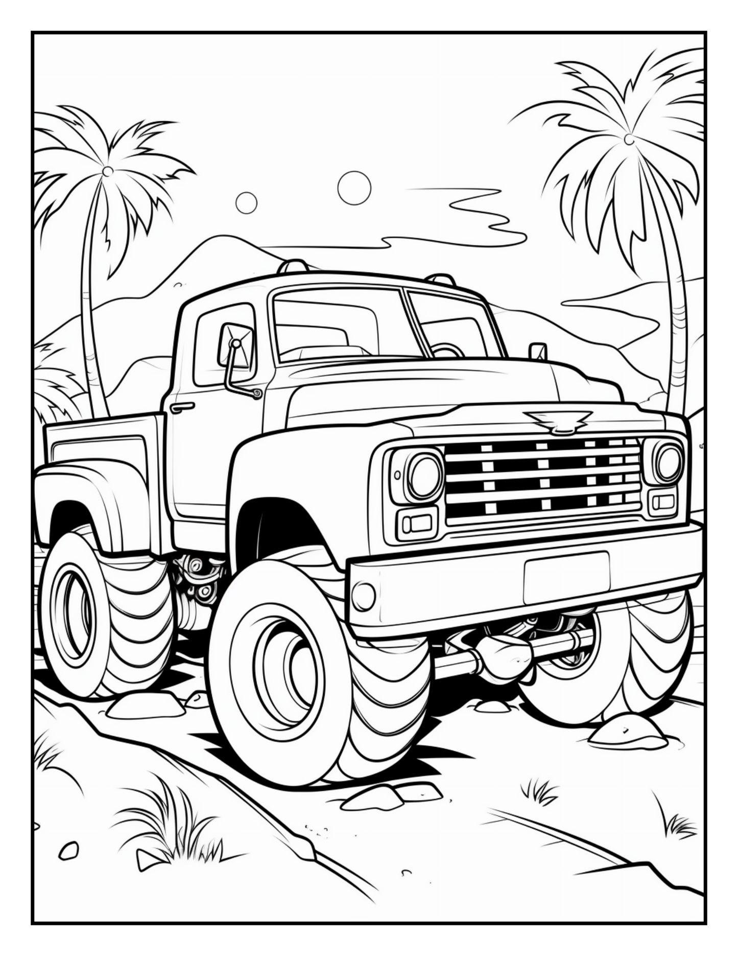 120 Monster truck Coloring Pages For Kids Volume - 1