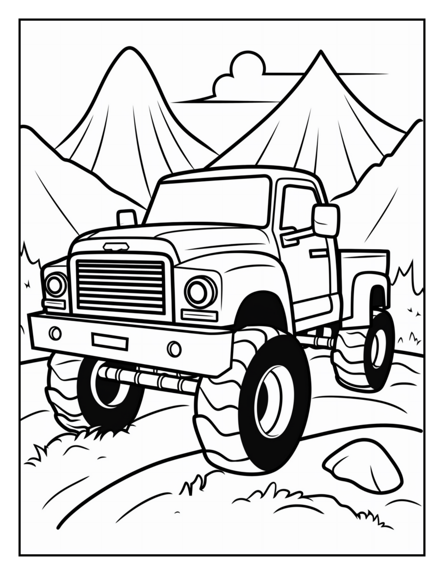 120 Monster truck Coloring Pages For Kids Volume - 1