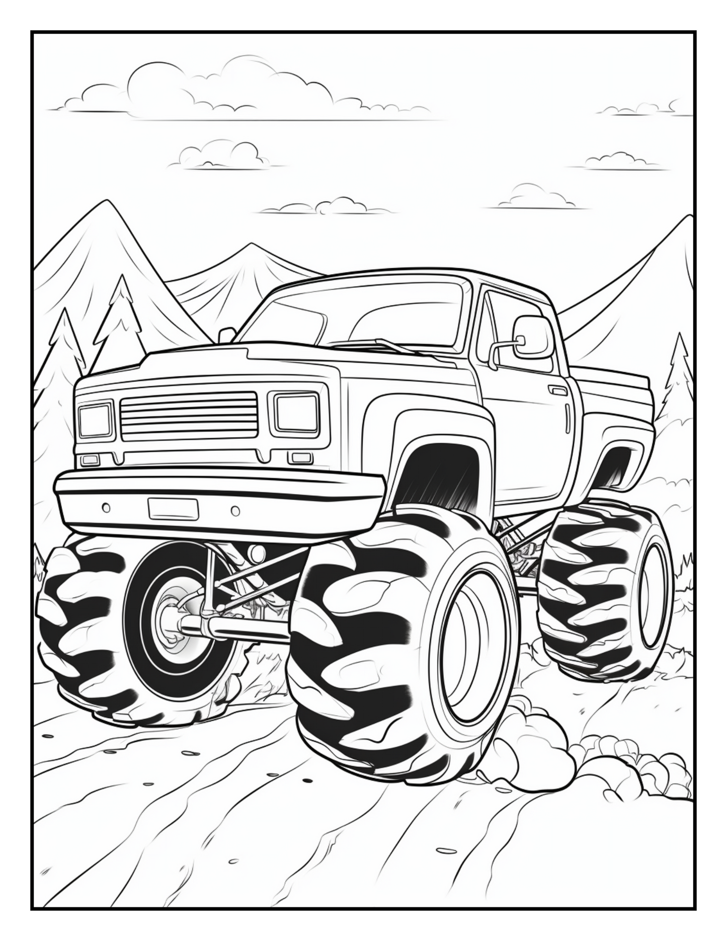 120 Monster truck Coloring Pages For Kids Volume - 1