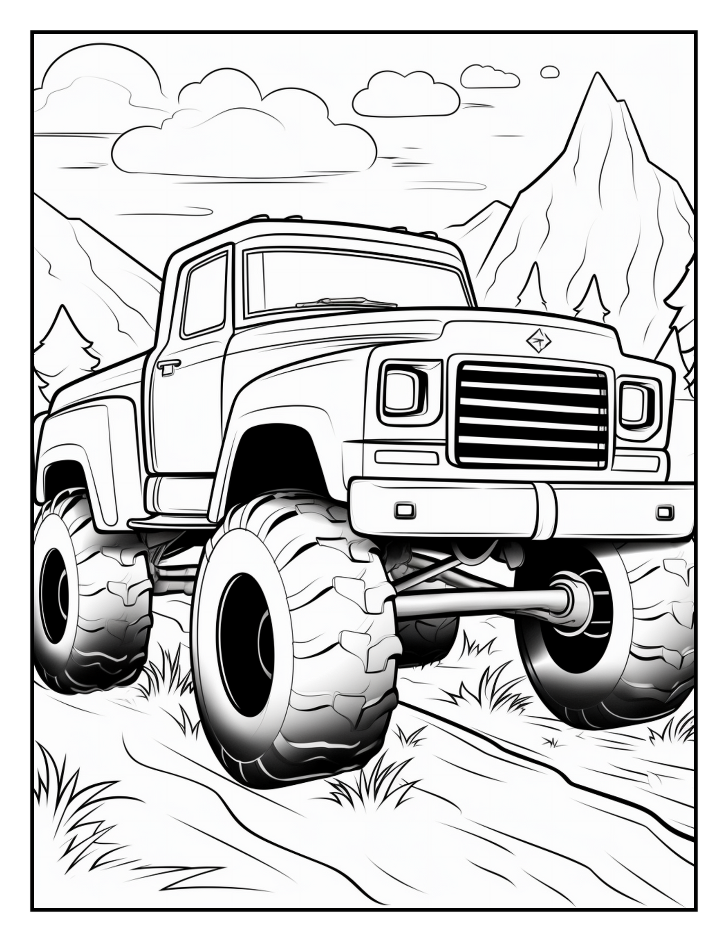 120 Monster truck Coloring Pages For Kids Volume - 1