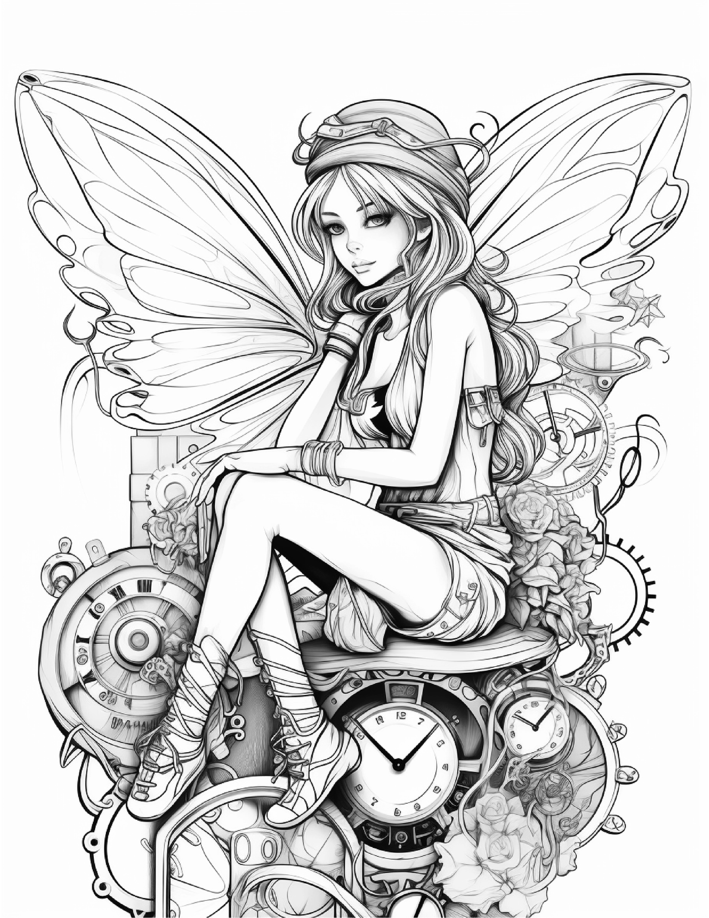 100 Steampunk Fairies Coloring Pages 2