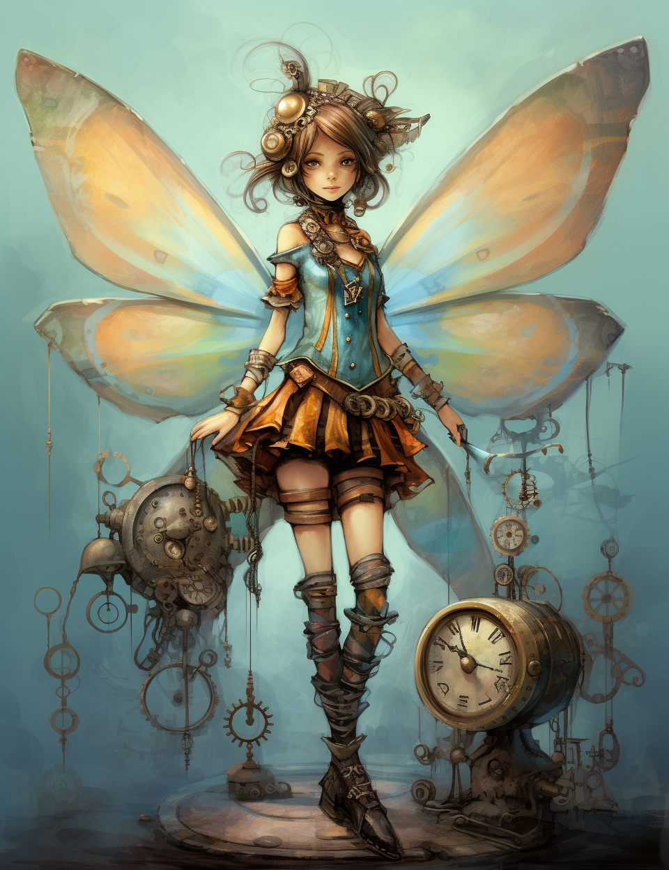 100 Steampunk Fairies Coloring Pages 2