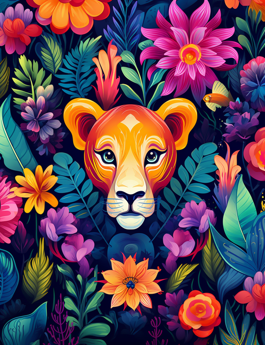 200 Floral Safari Animal Coloring Pages for Adults