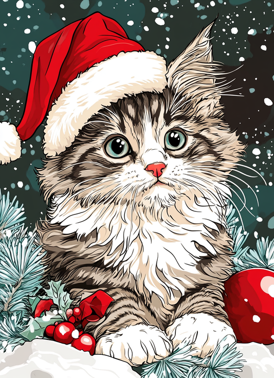100 Christmas Cats Coloring Pages