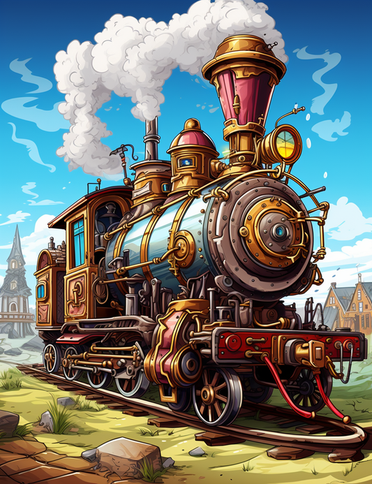 100 Steampunk Train Coloring Pages 2
