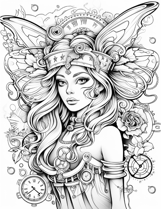 100 Steampunk Fairies Coloring Pages 2