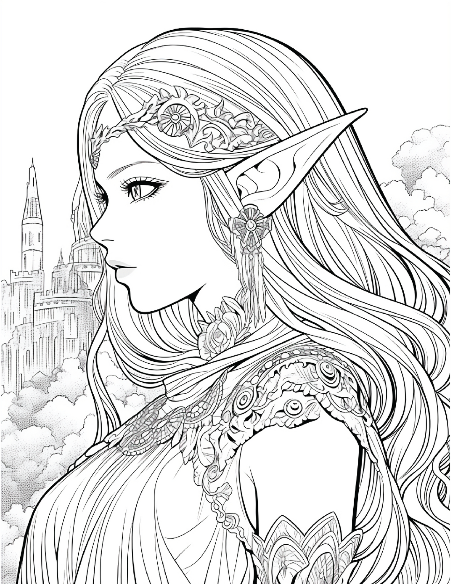 300 Elf Princess Coloring Pages 9