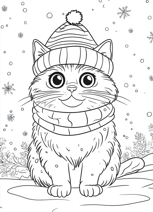 100 Christmas Cats Coloring Pages